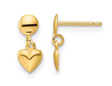 10K Yellow Gold Heart Dangle Post Earrings